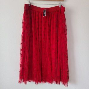 Her Universe Disney Mickey Mouse Mesh Midi Skirt Plus Size 5X Red